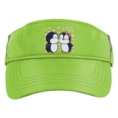 Valentines Day Penguin Couple Penguins Hearts Valentines Day Gift Adult Drive Performance Visor