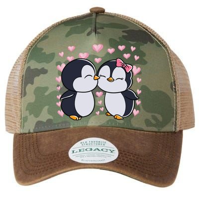 Valentines Day Penguin Couple Penguins Hearts Valentines Day Gift Legacy Tie Dye Trucker Hat