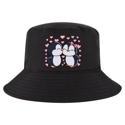 Valentines Day Penguin Couple Penguins Hearts Valentines Day Gift Cool Comfort Performance Bucket Hat