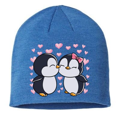 Valentines Day Penguin Couple Penguins Hearts Valentines Day Gift Sustainable Beanie