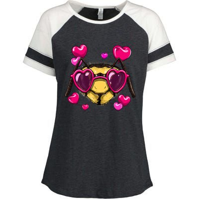 Valentines Day Queen Bee Heart Love Day Couple Bee Lover Cute Gift Enza Ladies Jersey Colorblock Tee