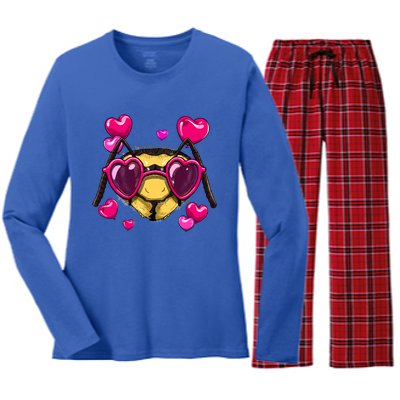 Valentines Day Queen Bee Heart Love Day Couple Bee Lover Cute Gift Women's Long Sleeve Flannel Pajama Set 