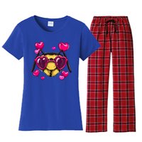 Valentines Day Queen Bee Heart Love Day Couple Bee Lover Cute Gift Women's Flannel Pajama Set