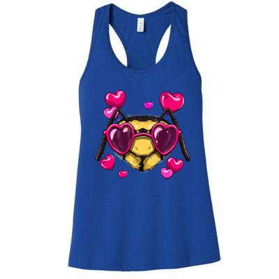 Valentines Day Queen Bee Heart Love Day Couple Bee Lover Cute Gift Women's Racerback Tank