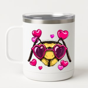 Valentines Day Queen Bee Heart Love Day Couple Bee Lover Cute Gift 12 oz Stainless Steel Tumbler Cup