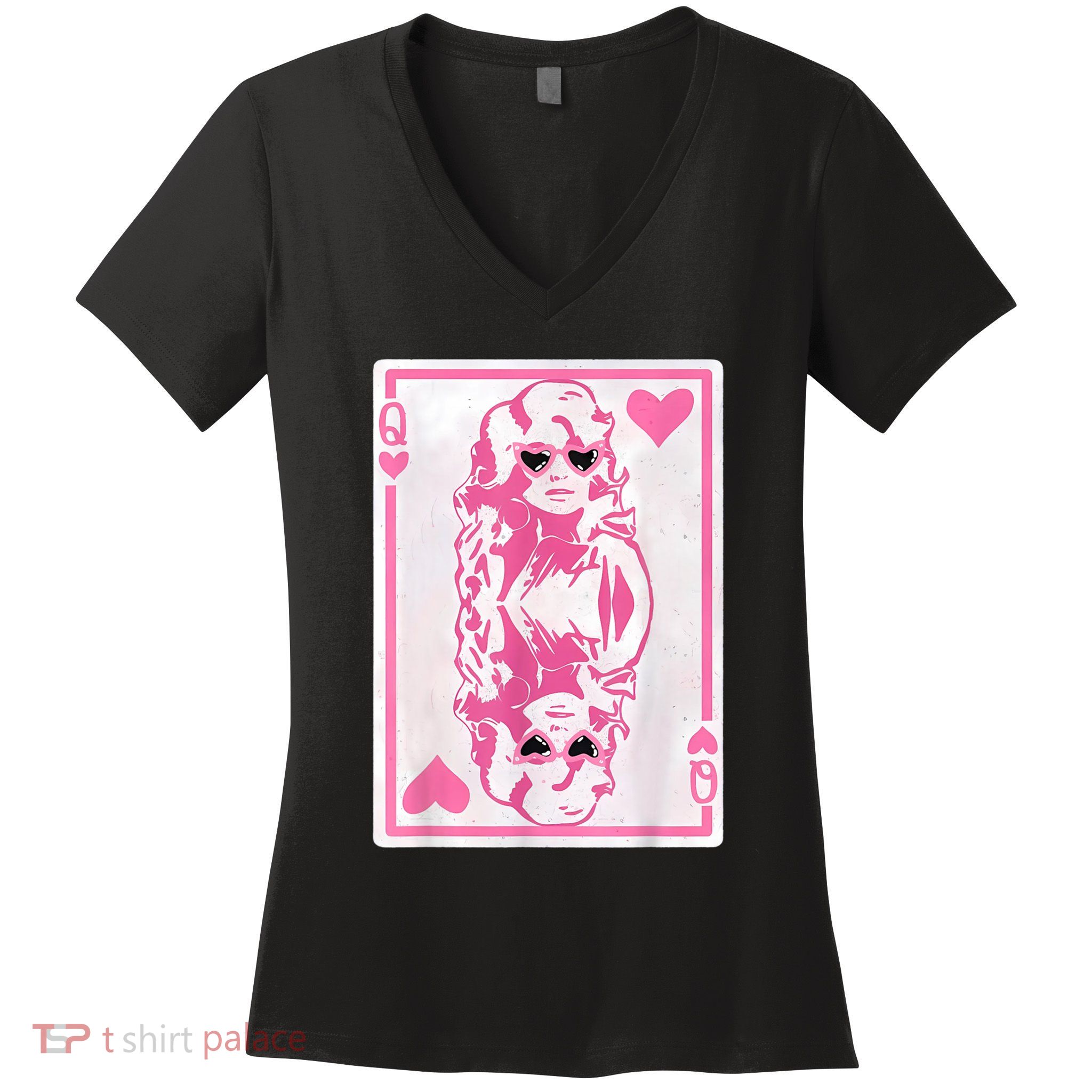 Valentines Day Queen Of Hearts Cute Dolly Valentine Women's V-Neck T-Shirt