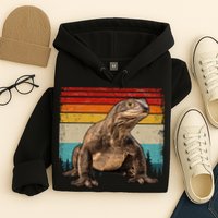 Vintage Distressed Retro Style Cool Komodo Dragon Hoodie