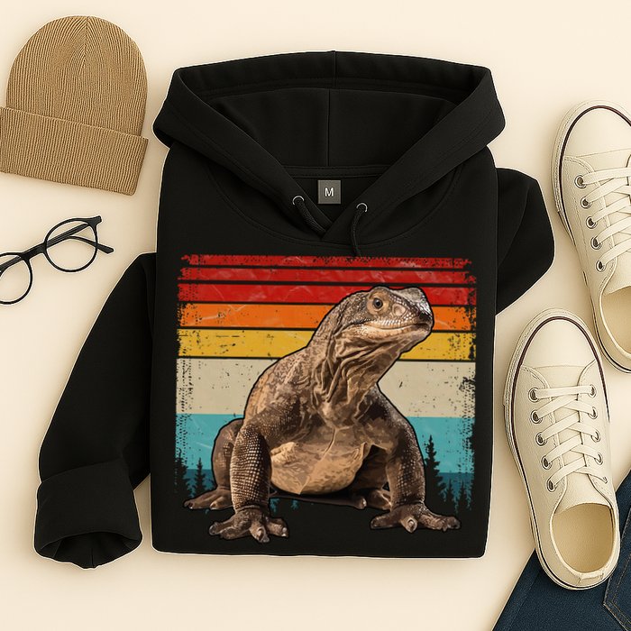 Vintage Distressed Retro Style Cool Komodo Dragon Hoodie