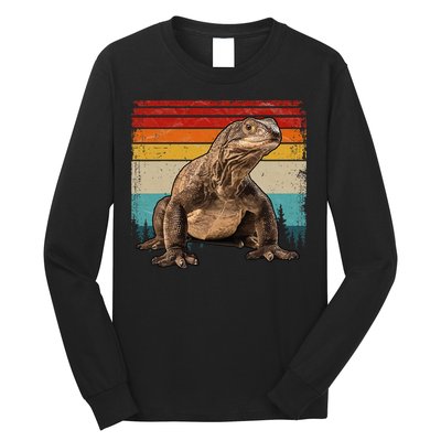 Vintage Distressed Retro Style Cool Komodo Dragon Long Sleeve Shirt