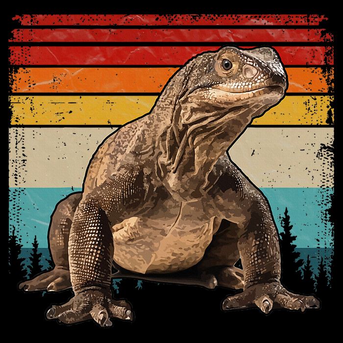 Vintage Distressed Retro Style Cool Komodo Dragon Sweatshirt
