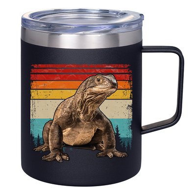 Vintage Distressed Retro Style Cool Komodo Dragon 12oz Stainless Steel Coffee Mug