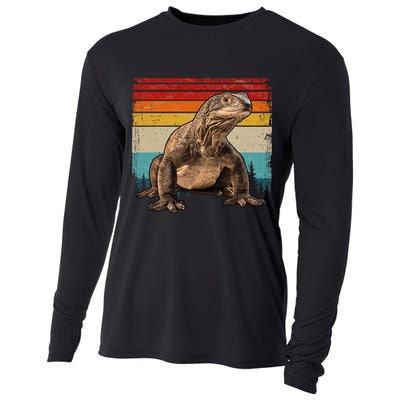 Vintage Distressed Retro Style Cool Komodo Dragon Cooling Performance Long Sleeve Crew