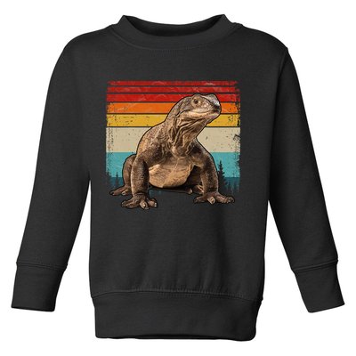 Vintage Distressed Retro Style Cool Komodo Dragon Toddler Sweatshirt