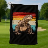 Vintage Distressed Retro Style Cool Komodo Dragon Golf Towel