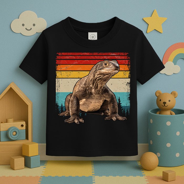 Vintage Distressed Retro Style Cool Komodo Dragon Toddler T-Shirt