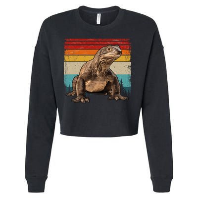 Vintage Distressed Retro Style Cool Komodo Dragon Cropped Pullover Crew