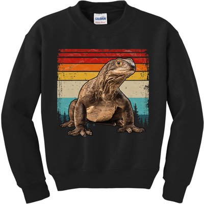 Vintage Distressed Retro Style Cool Komodo Dragon Kids Sweatshirt