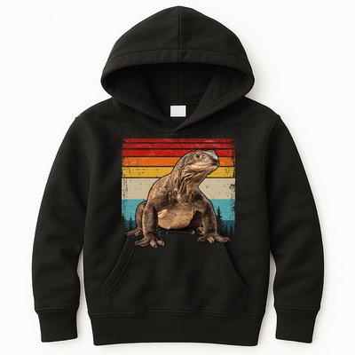 Vintage Distressed Retro Style Cool Komodo Dragon Kids Hoodie