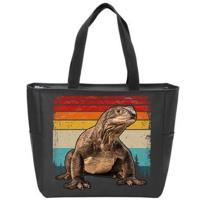 Vintage Distressed Retro Style Cool Komodo Dragon Zip Tote Bag