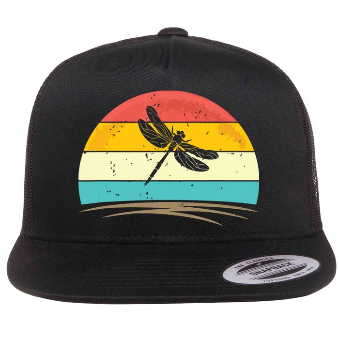 Vintage Dragonfly Retro Distressed Dragonfly Lover Flat Bill Trucker Hat