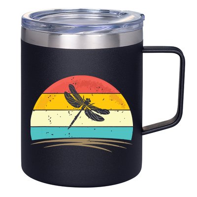Vintage Dragonfly Retro Distressed Dragonfly Lover 12oz Stainless Steel Coffee Mug