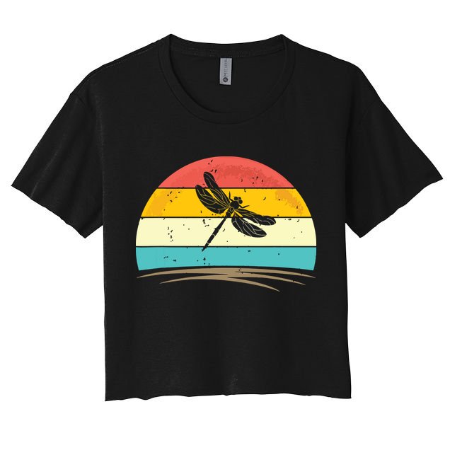 Vintage Dragonfly Retro Distressed Dragonfly Lover Crop Top