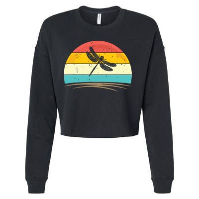 Vintage Dragonfly Retro Distressed Dragonfly Lover Cropped Pullover Crew