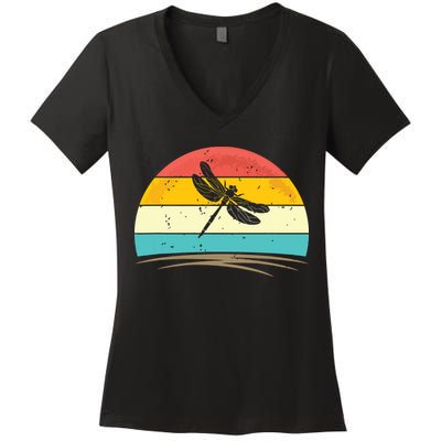 Vintage Dragonfly Retro Distressed Dragonfly Lover Women's V-Neck T-Shirt