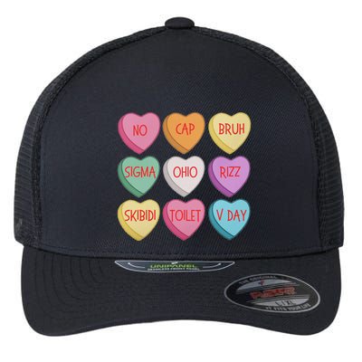 ValentineS Day Rizz Candy Heart Groovy Flexfit Unipanel Trucker Cap