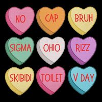 ValentineS Day Rizz Candy Heart Groovy 7-Panel Snapback Hat