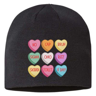 ValentineS Day Rizz Candy Heart Groovy Sustainable Beanie