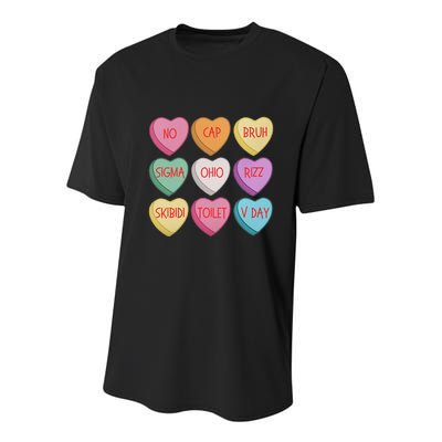 ValentineS Day Rizz Candy Heart Groovy Youth Performance Sprint T-Shirt
