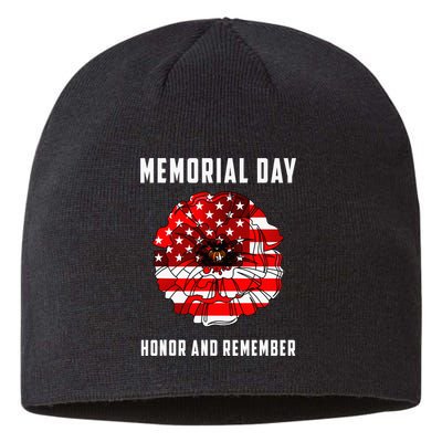 Veterans Day Red Poppy Flower Usa Memorial Day Sustainable Beanie