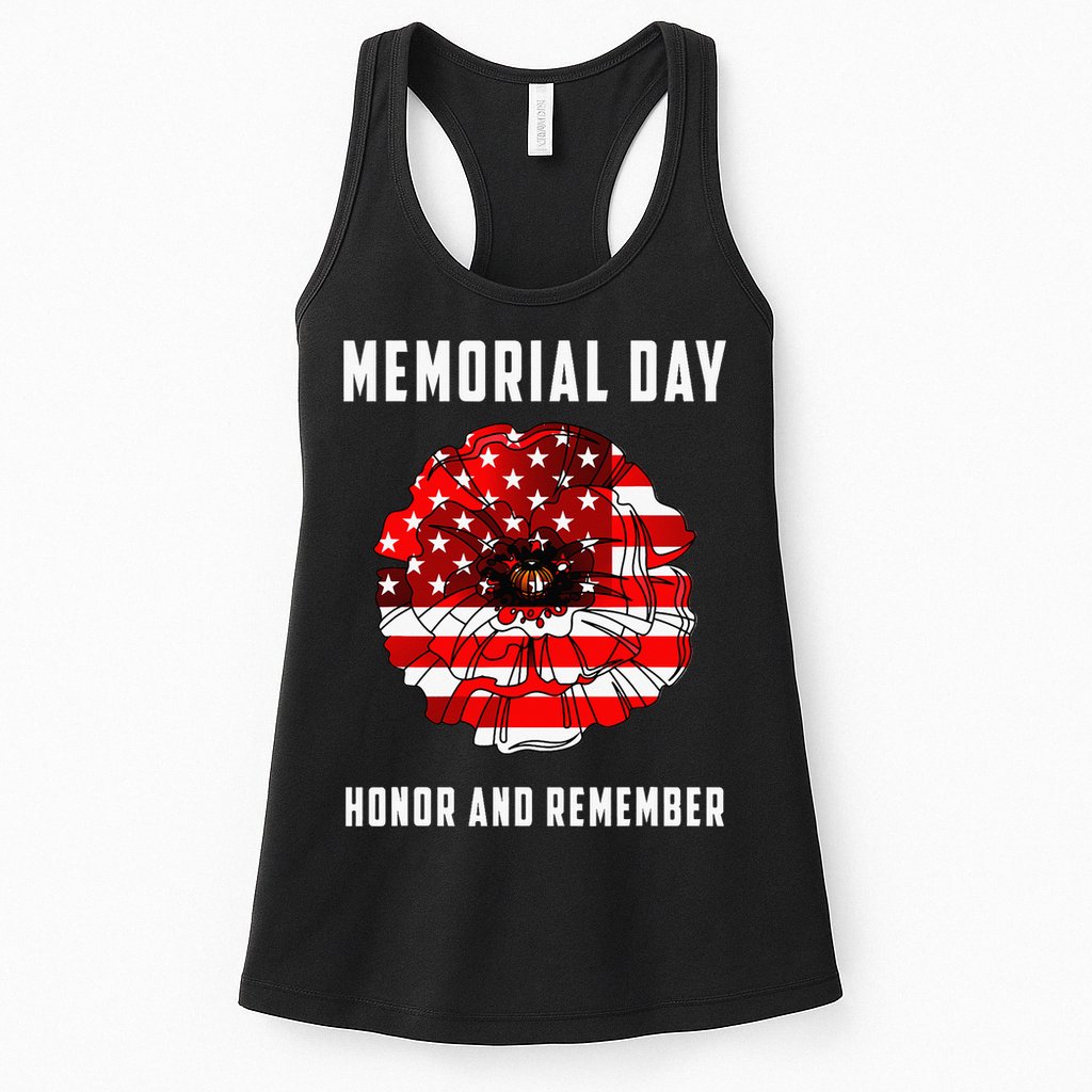Veterans Day Red Poppy Flower Usa Memorial Day Womens Tank Top