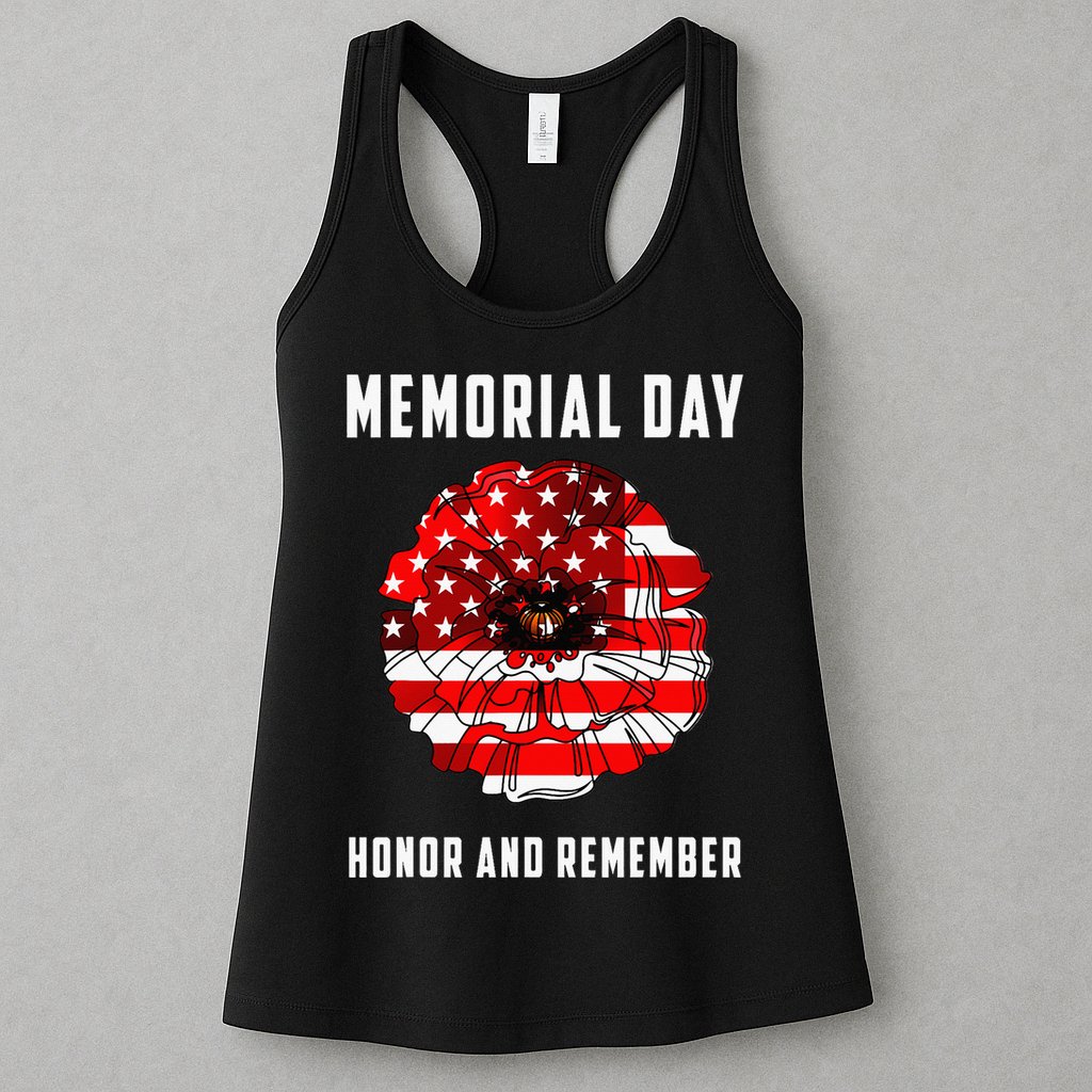 Veterans Day Red Poppy Flower Usa Memorial Day Womens Tank Top