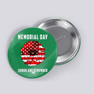 Veterans Day Red Poppy Flower Usa Memorial Day Button