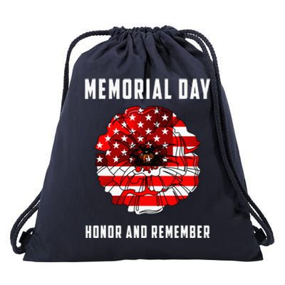 Veterans Day Red Poppy Flower Usa Memorial Day Drawstring Bag