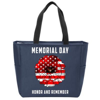 Veterans Day Red Poppy Flower Usa Memorial Day Zip Tote Bag