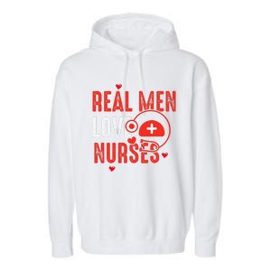 Valentines Day Real Love Nurses Garment-Dyed Fleece Hoodie