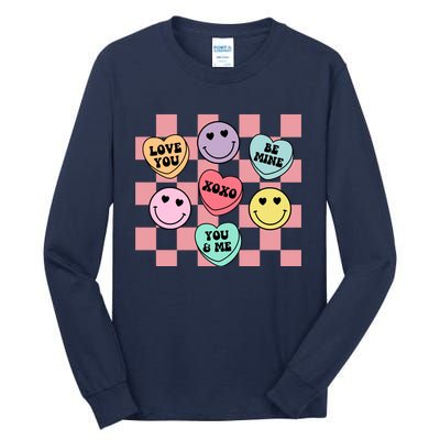 Valentines Day Retro Groovy Conversation Heart Candy Tall Long Sleeve T-Shirt