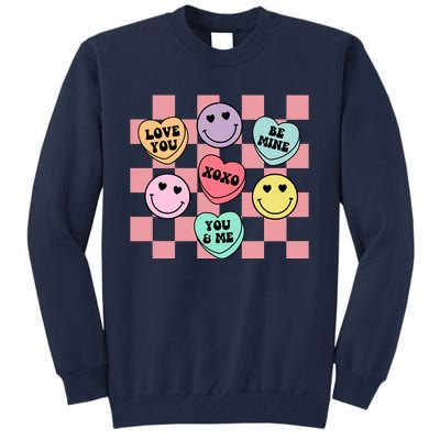 Valentines Day Retro Groovy Conversation Heart Candy Tall Sweatshirt