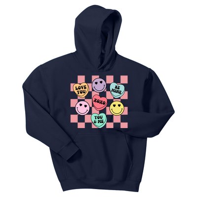 Valentines Day Retro Groovy Conversation Heart Candy Kids Hoodie