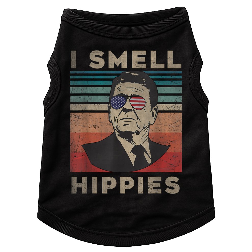 Vintage Distressed, Retro Reagan President I Smell Hippies Doggie Tank