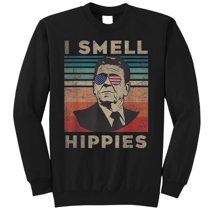 Vintage Distressed, Retro Reagan President I Smell Hippies Sweatshirt