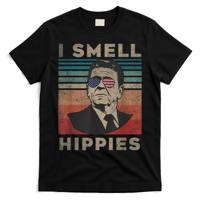 Vintage Distressed, Retro Reagan President I Smell Hippies T-Shirt