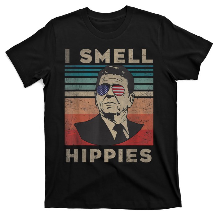 Vintage Distressed, Retro Reagan President I Smell Hippies T-Shirt