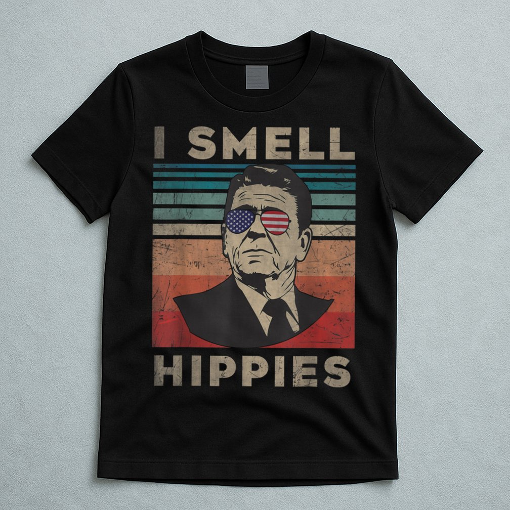 Vintage Distressed, Retro Reagan President I Smell Hippies T-Shirt