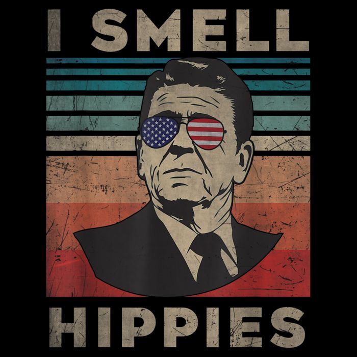 Vintage Distressed, Retro Reagan President I Smell Hippies T-Shirt