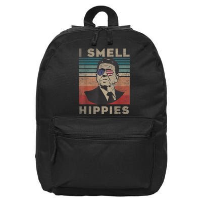 Vintage Distressed, Retro Reagan President I Smell Hippies 16 in Basic Backpack