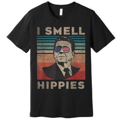 Vintage Distressed, Retro Reagan President I Smell Hippies Premium T-Shirt